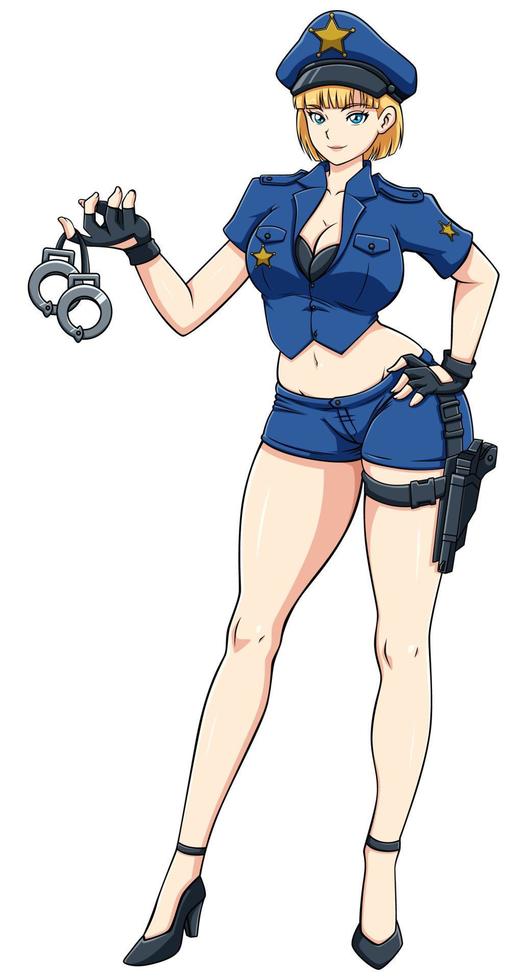 Anime Police Officer on White vector