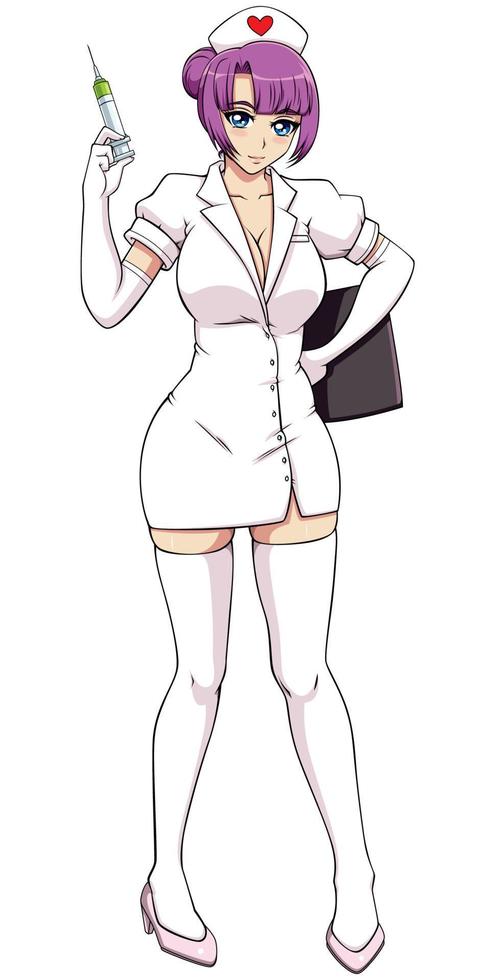 Anime Nurse on White vector