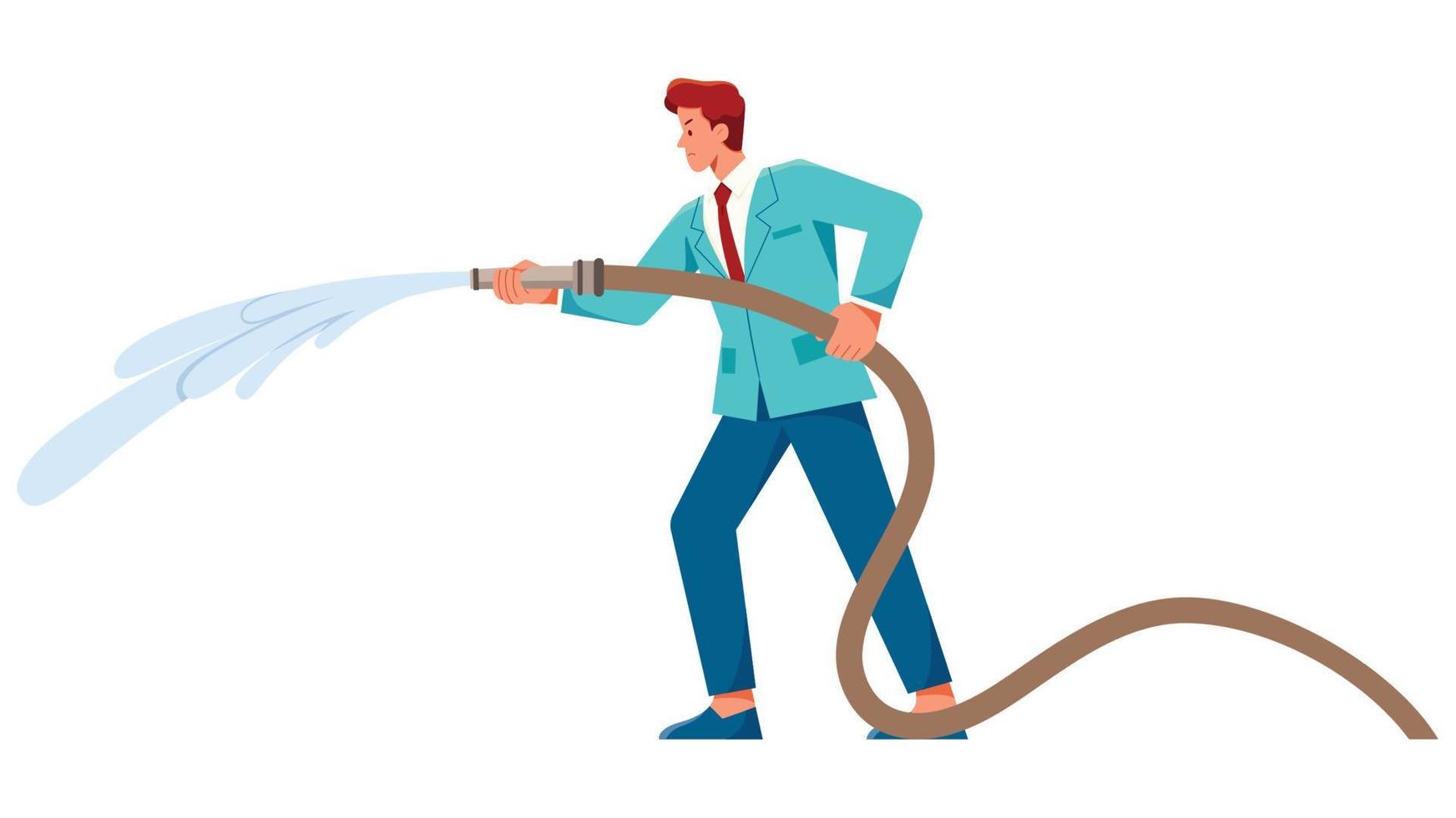 Businessman with Fire Hose vector