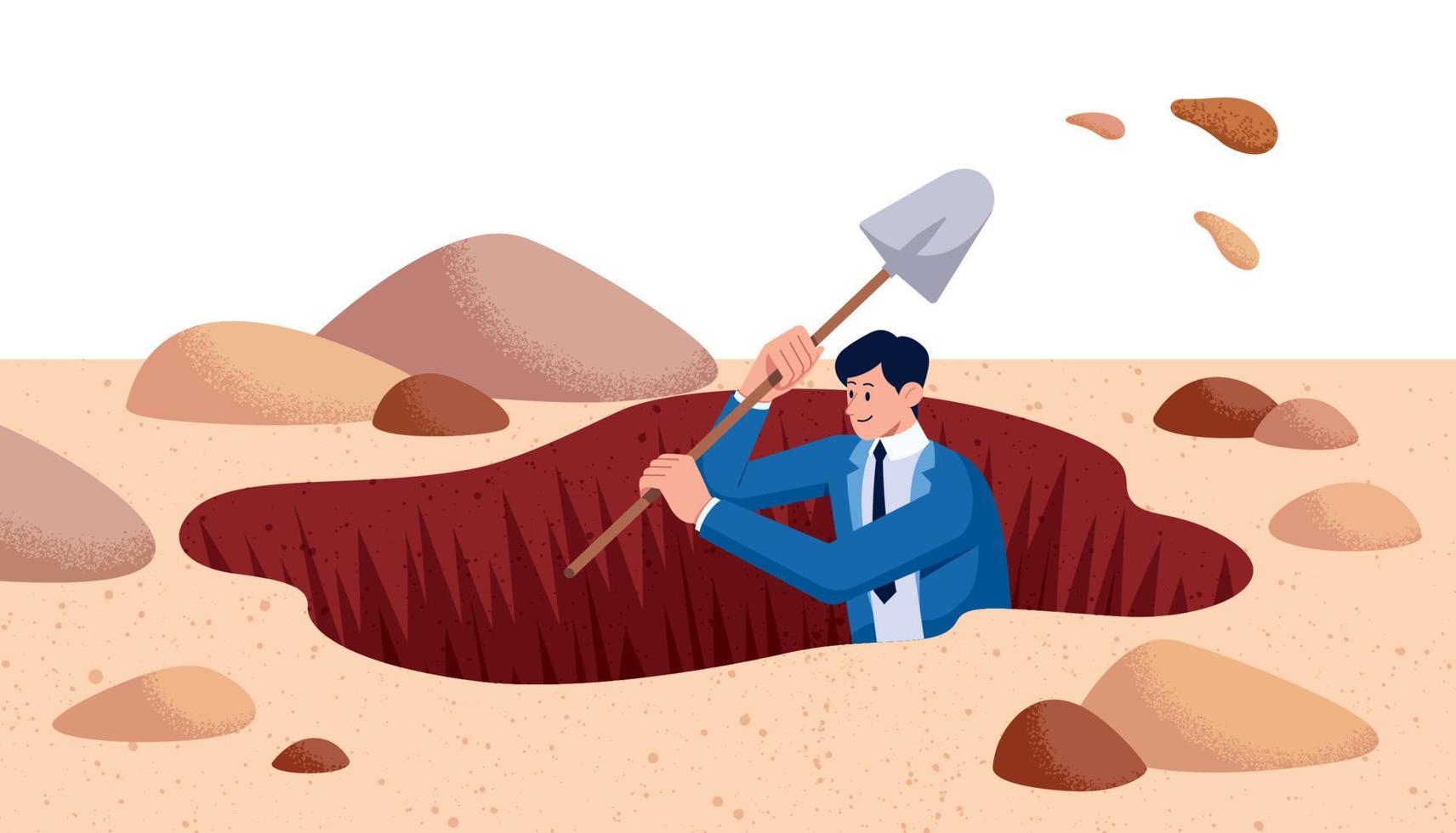 Businessman Digging Hole vector