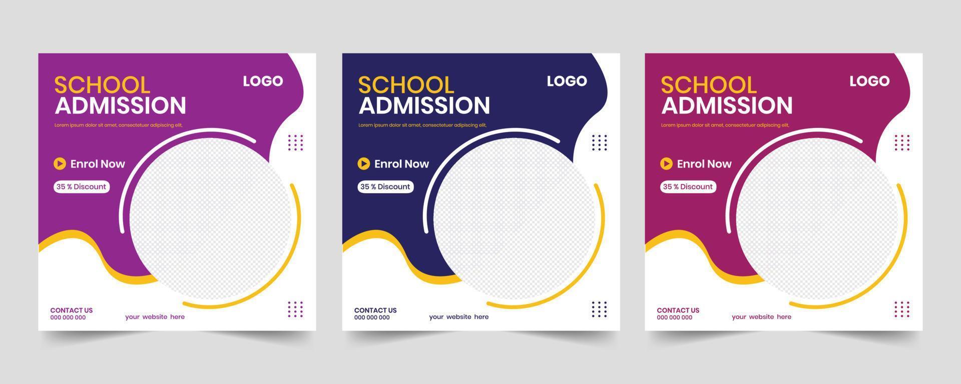 School admission web and print ads banner layout vector