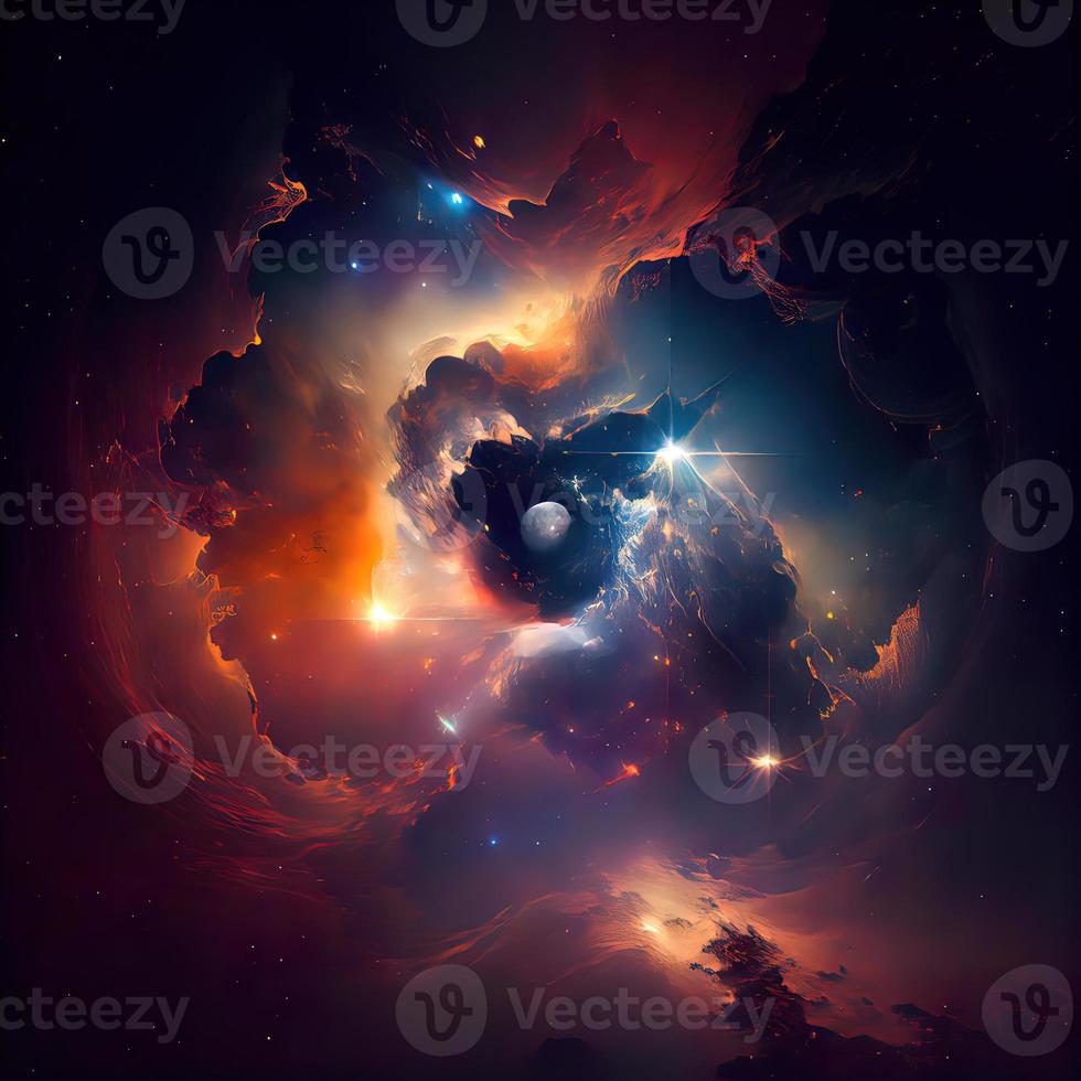 Deep Space Nebula Background - Ai Generated photo