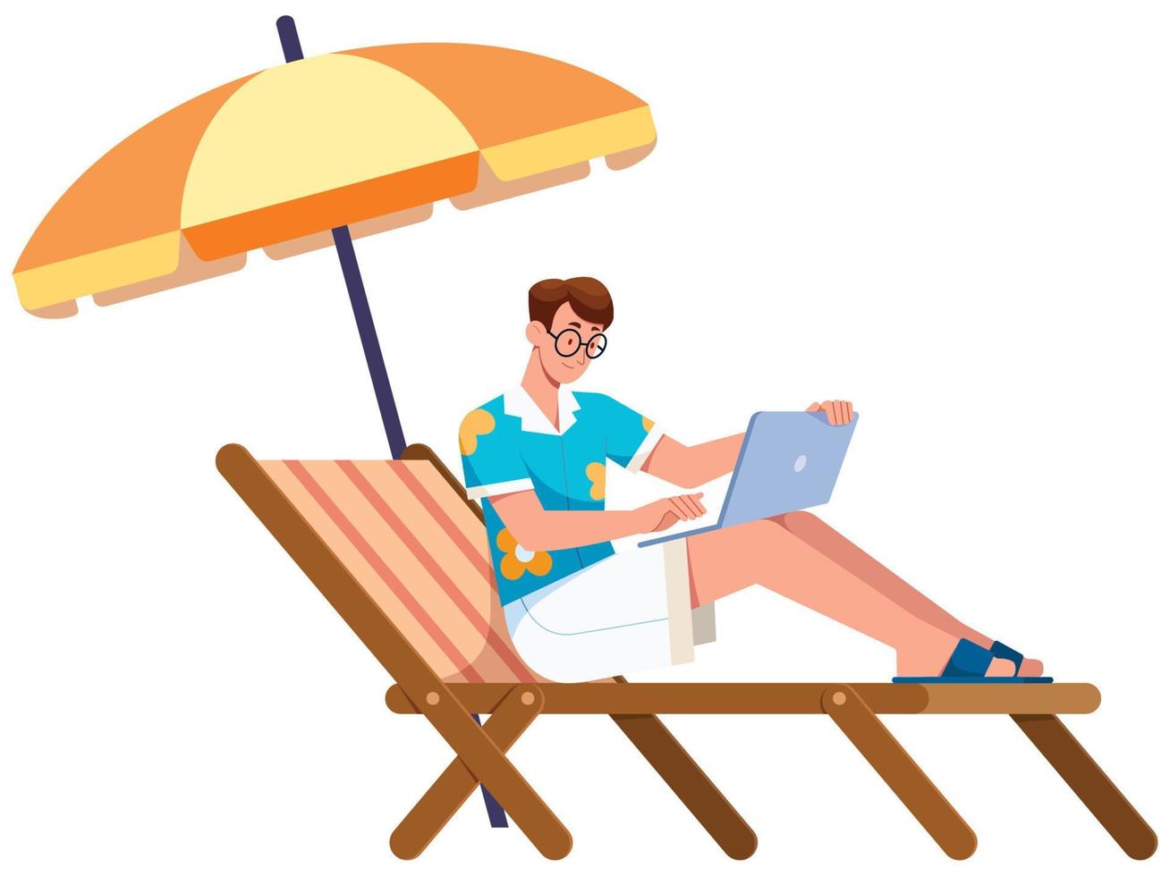 Freelancer on Beach Isolated vector