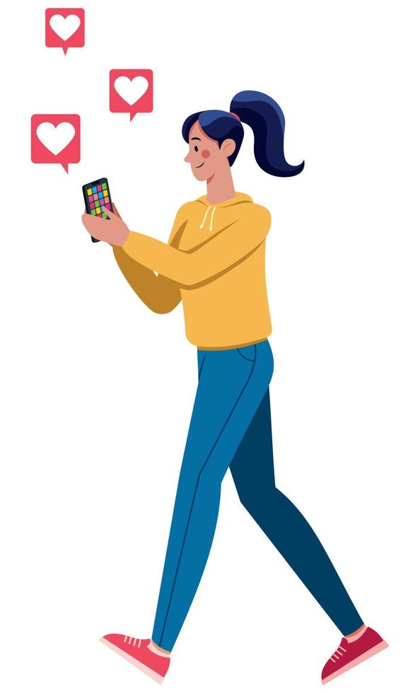 mujer con smartphone vector