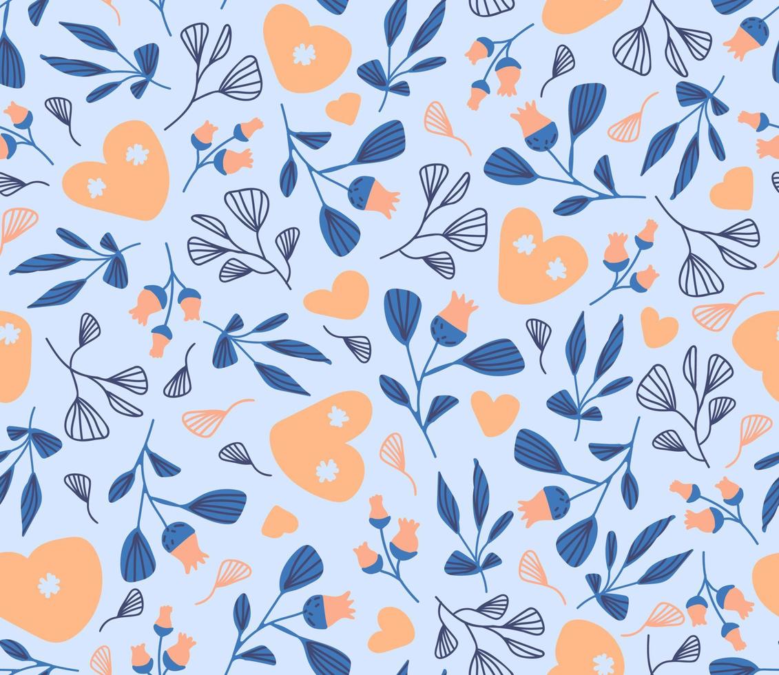 Seamless colorful cute floral spring pattern in doodle style. Vector illustration.