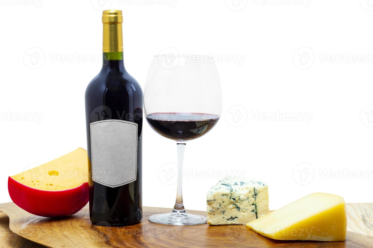 wine red bottle with cheese photo