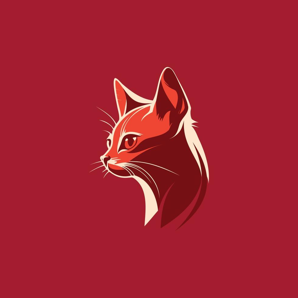 2d flat simple logo in red tones for cat adoption organization vector