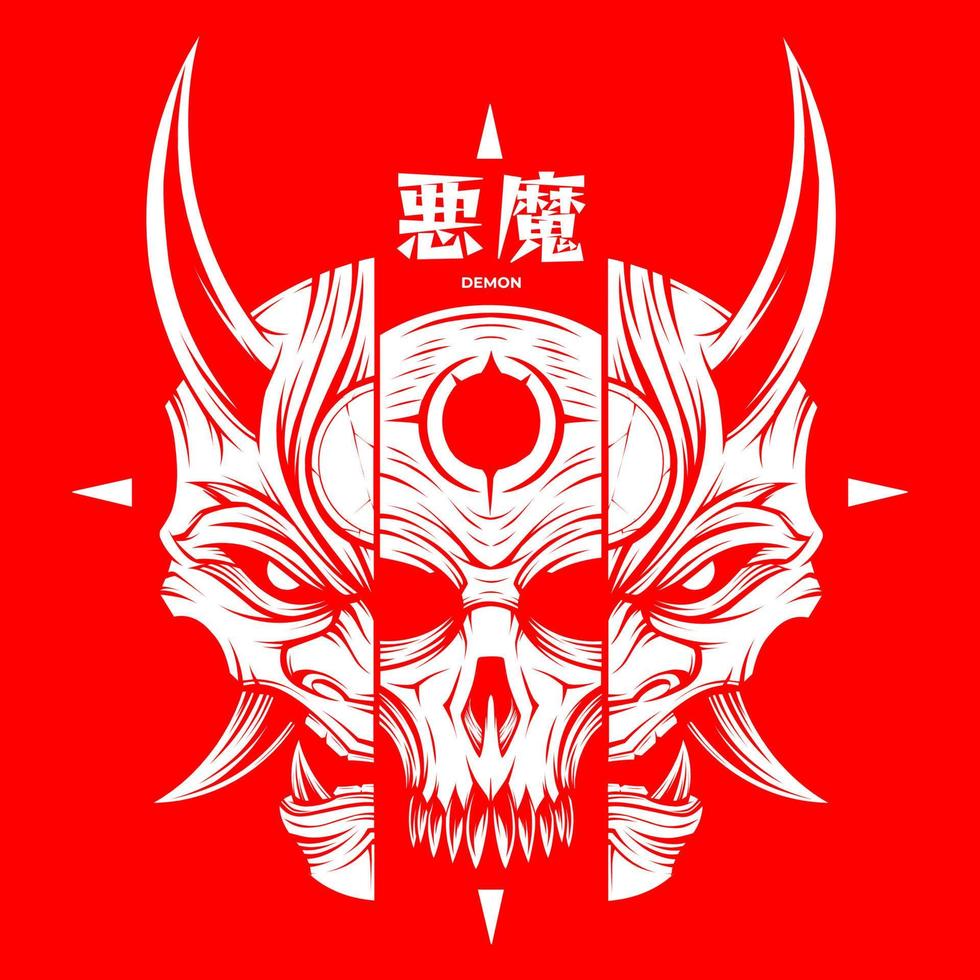 Hannya mask t-shirt design vector