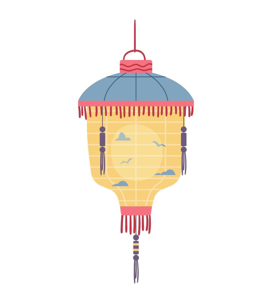 Chinese paper lantern vector illustration isolated on white.