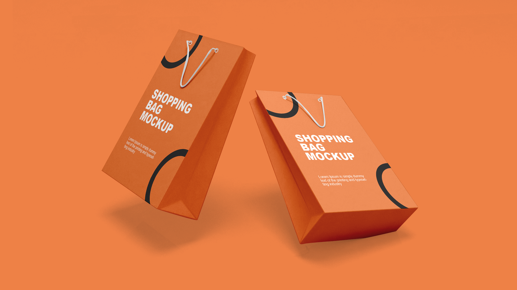 Paper shopping bag mockup with handle and eyelet psd