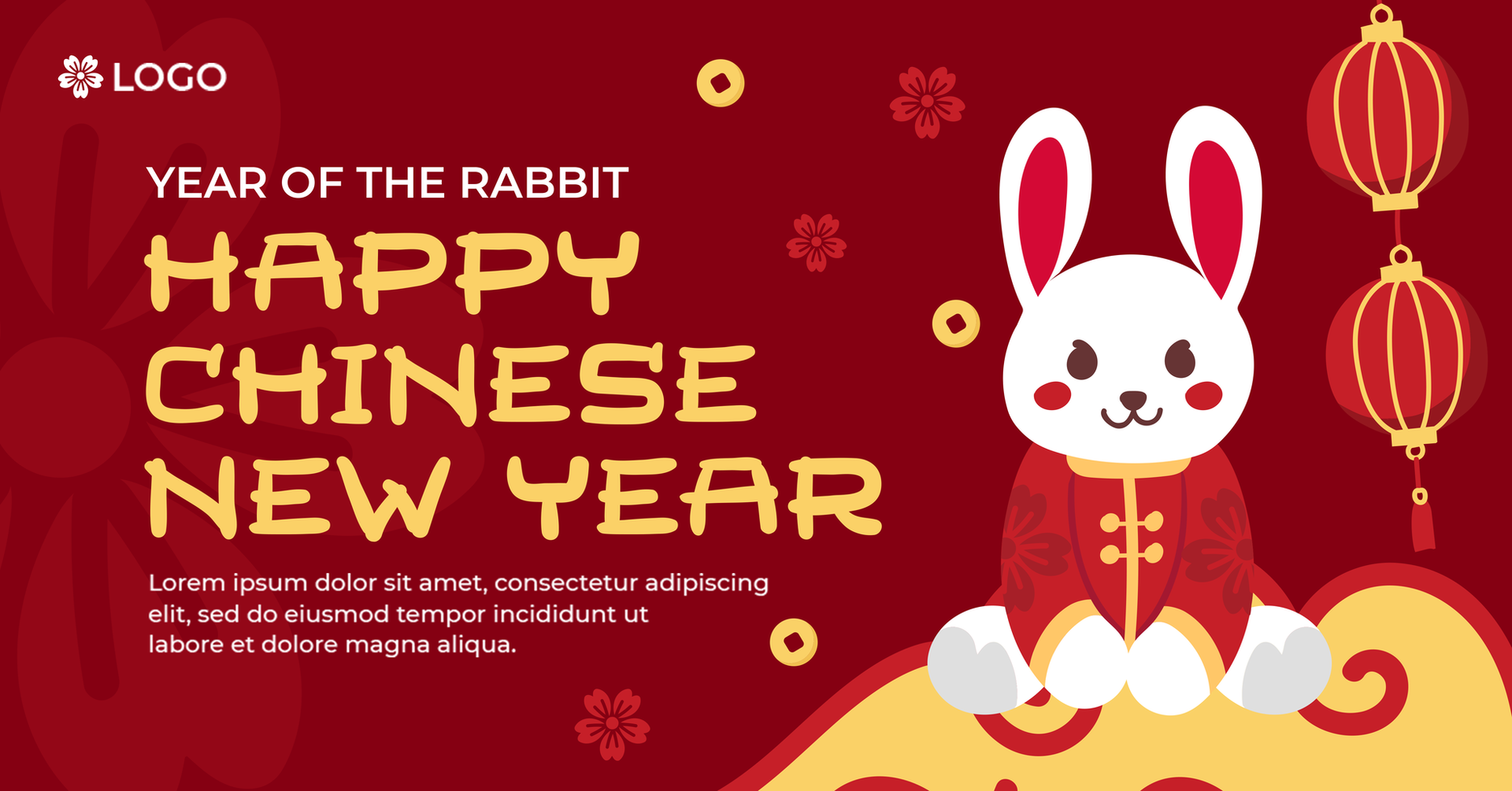 Chinese new year facebook ad with red background psd