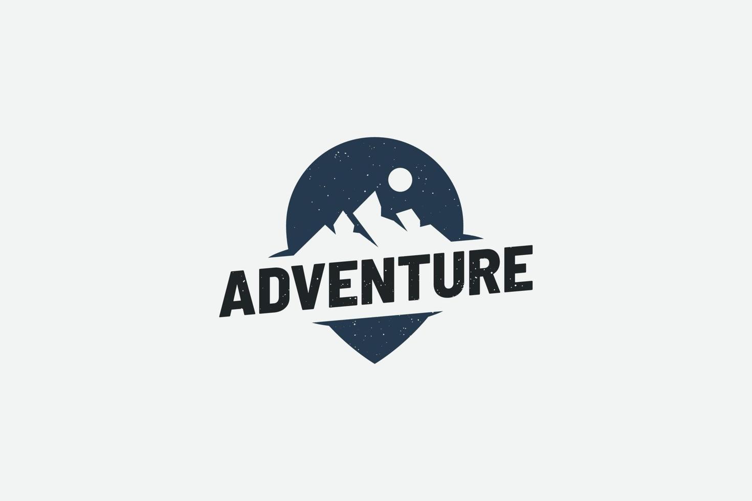Adventure map logo with a combination of mountain and pin for any business. especially adventure, club, hiking, mountainering, etc. vector