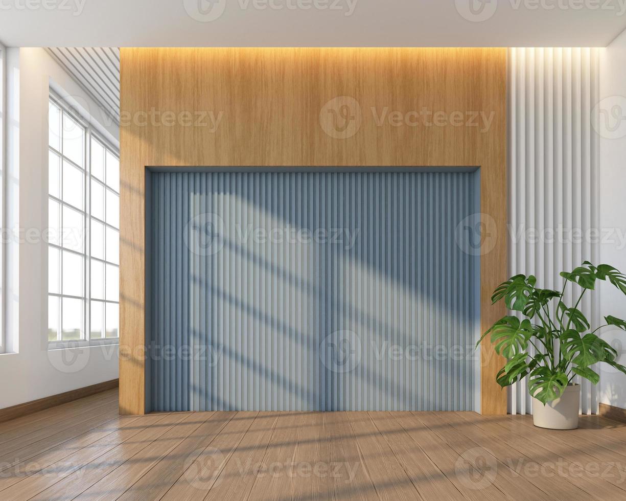 Modern japan empty room with wood wall and slats wall. 3d rendering photo