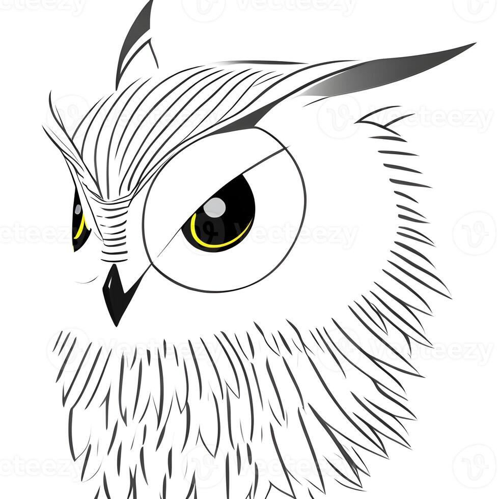 Owl drawing. The illustration was created using . photo