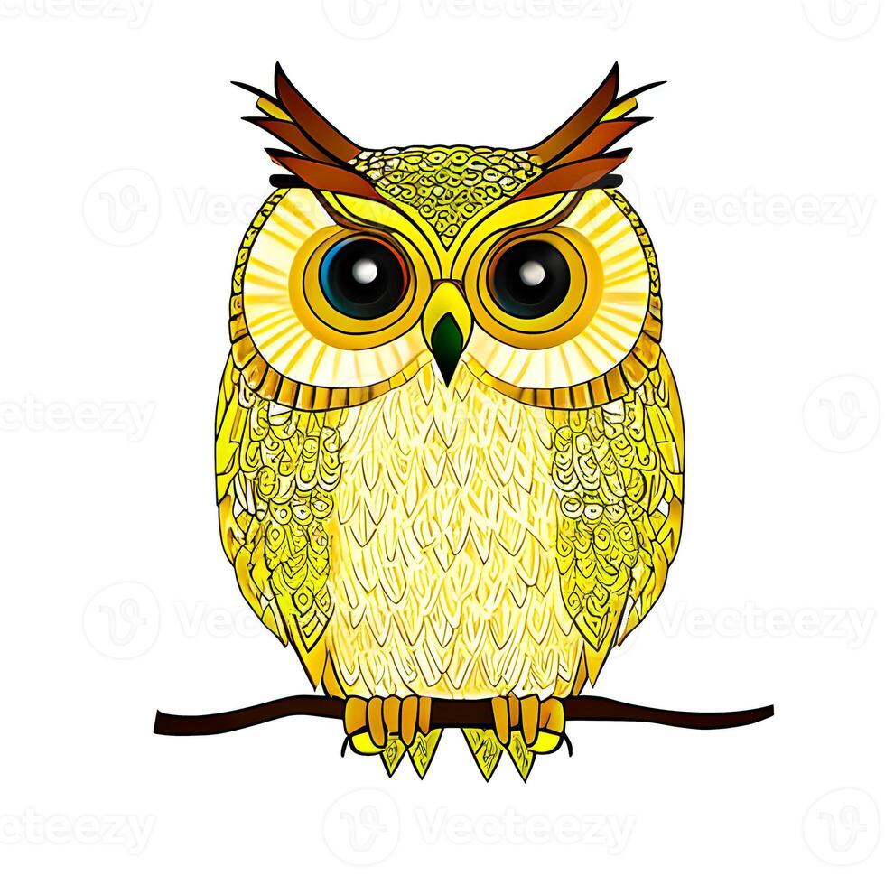 Owl drawing. The illustration was created using . photo