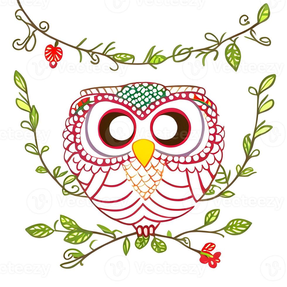 Owl drawing. The illustration was created using . photo