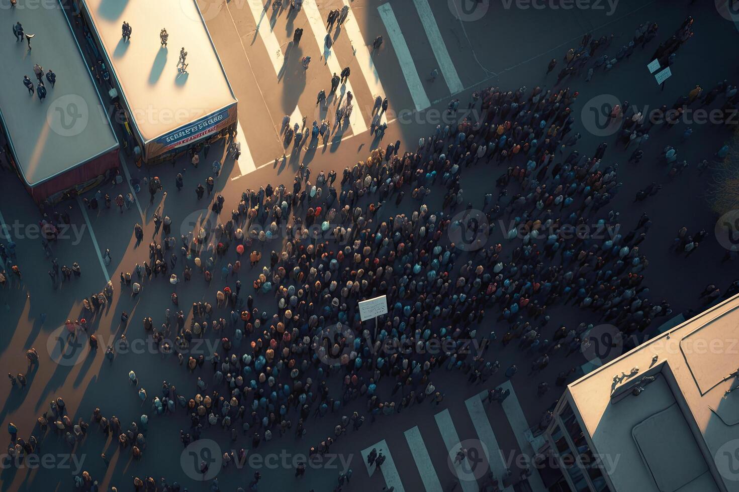 protestando multitud a ciudad calle. protesta activistas generativo ai foto