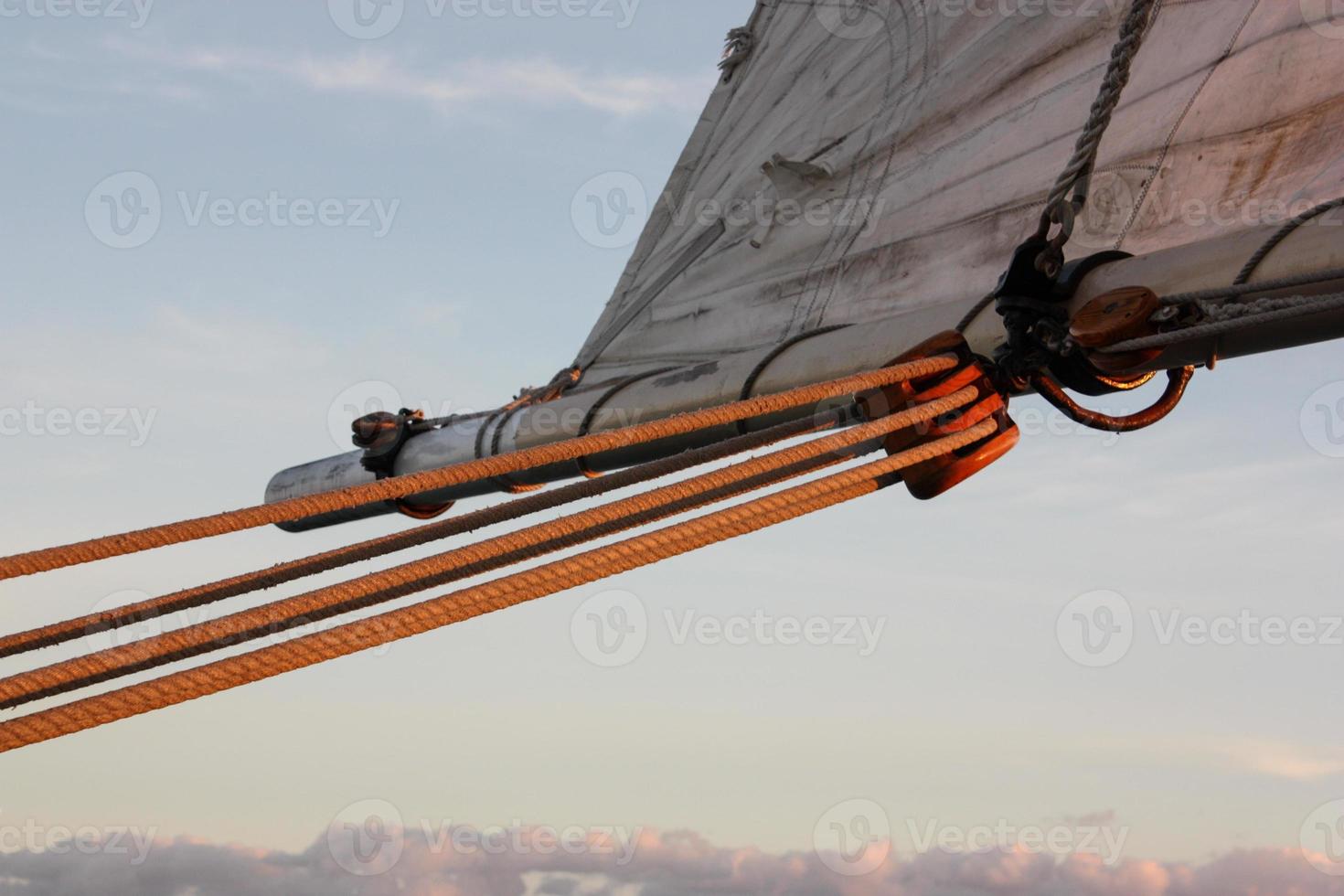 Sailboat rigging on an evening cruise photo