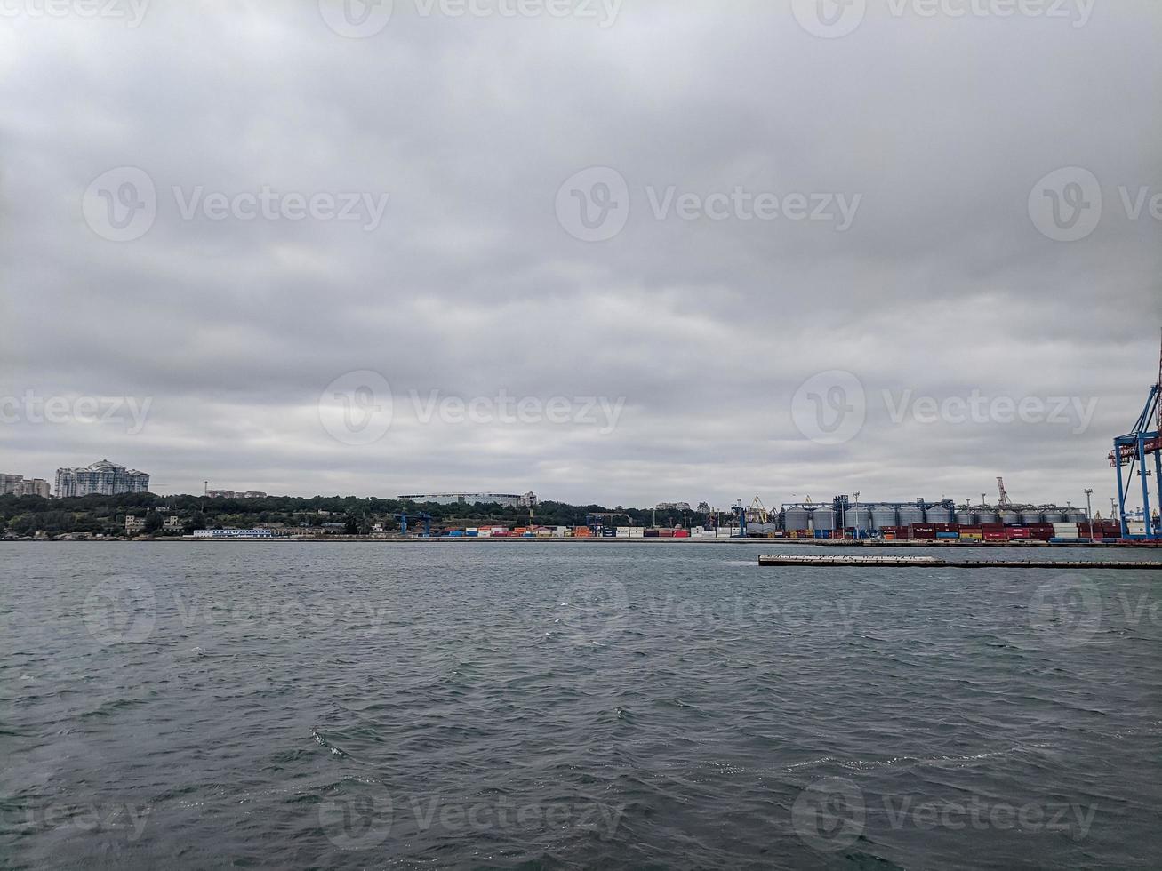 Landscape shooting of an industrial port city photo