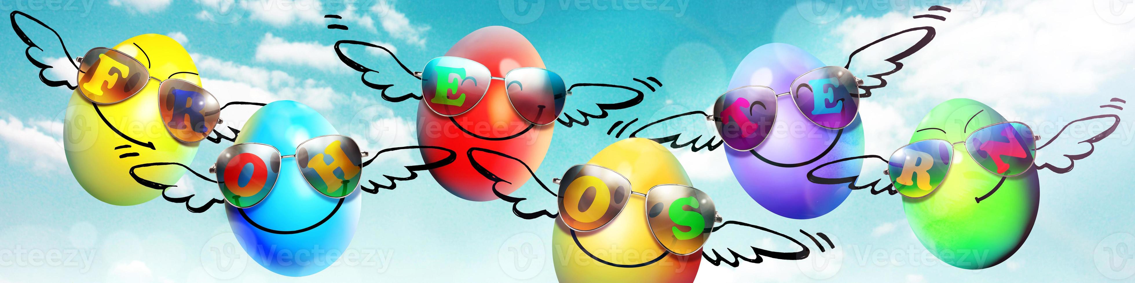 Beautiful Easter background with colorful Easter eggs photo