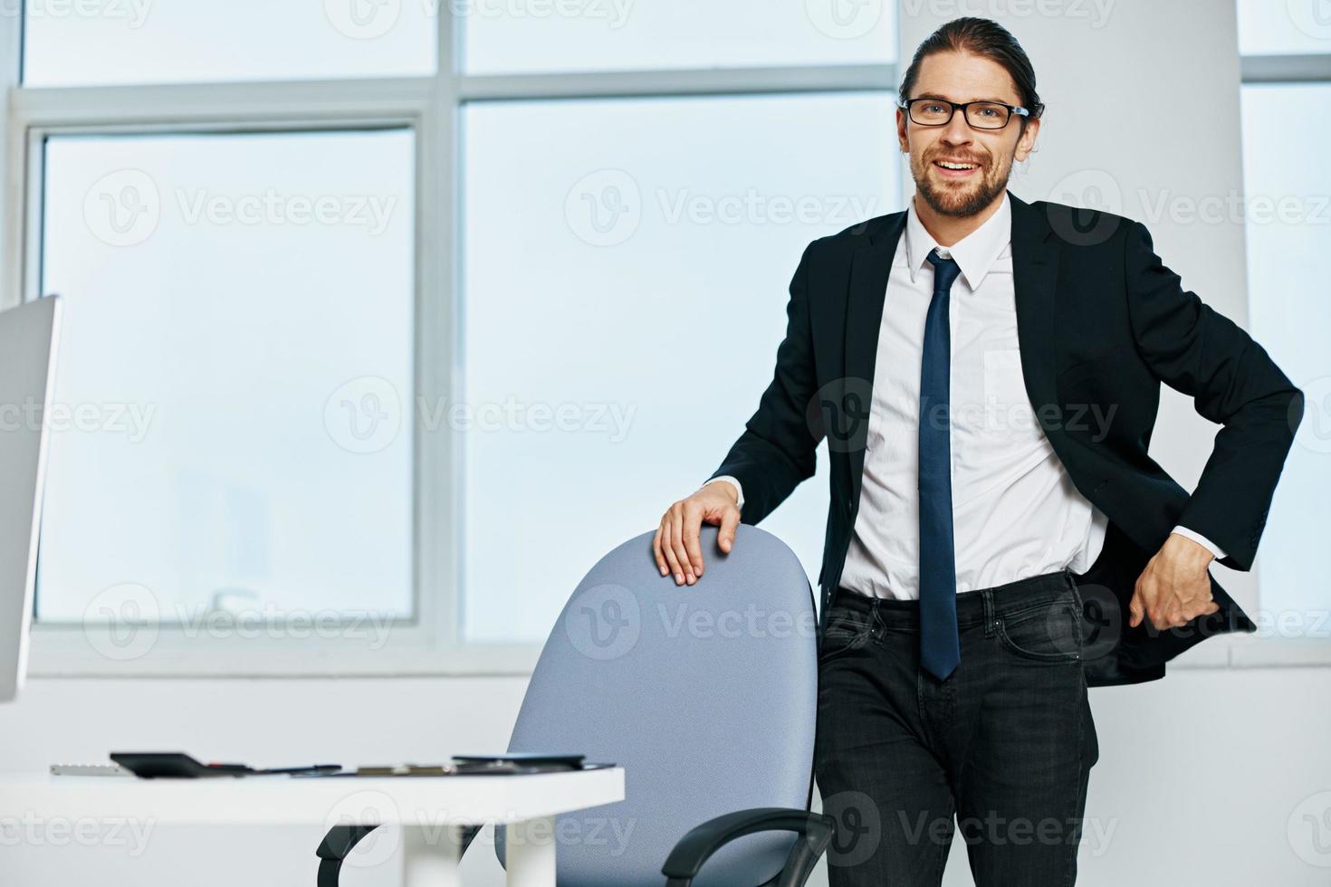 office worker an official is working at the computer executive photo