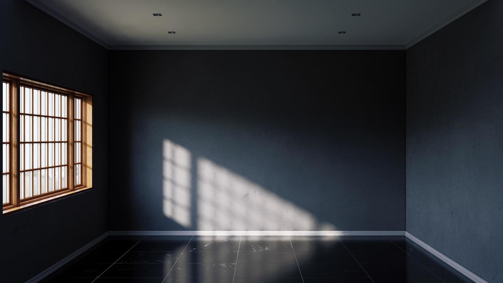 Softly Illuminated empty space wall decor. 3D Rendering photo