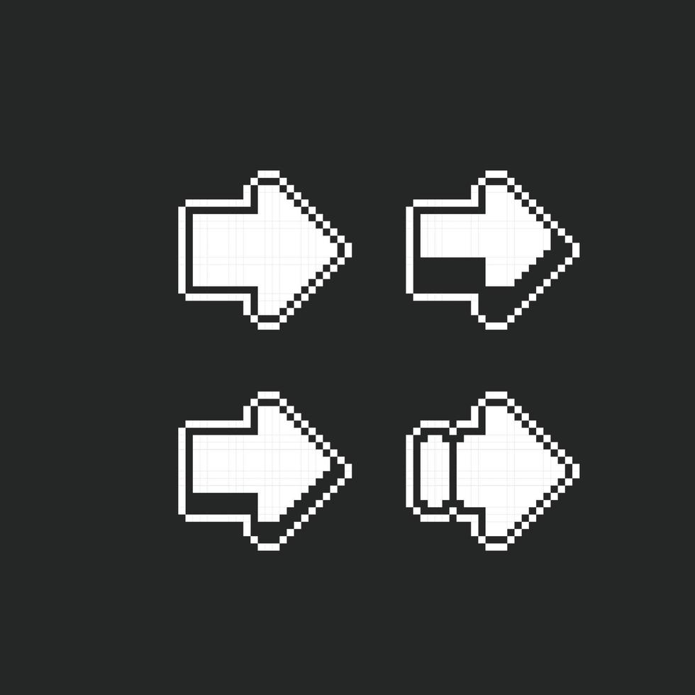 white arrow in pixel art style vector