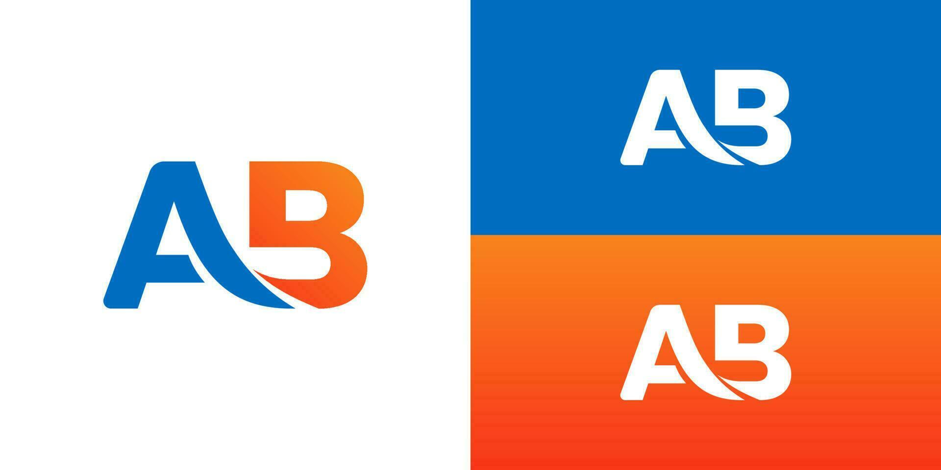 letra ab logo degradado azul naranja vector