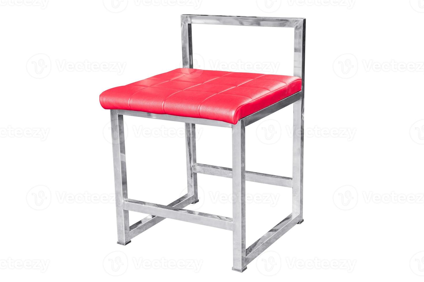 Stainless steel chair with leather cushion isolated. photo