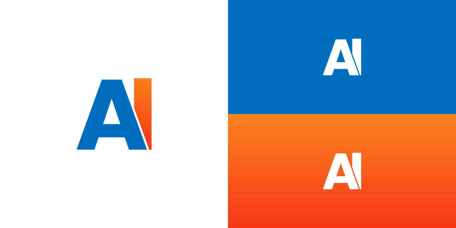 letter AI logo gradient blue orange vector