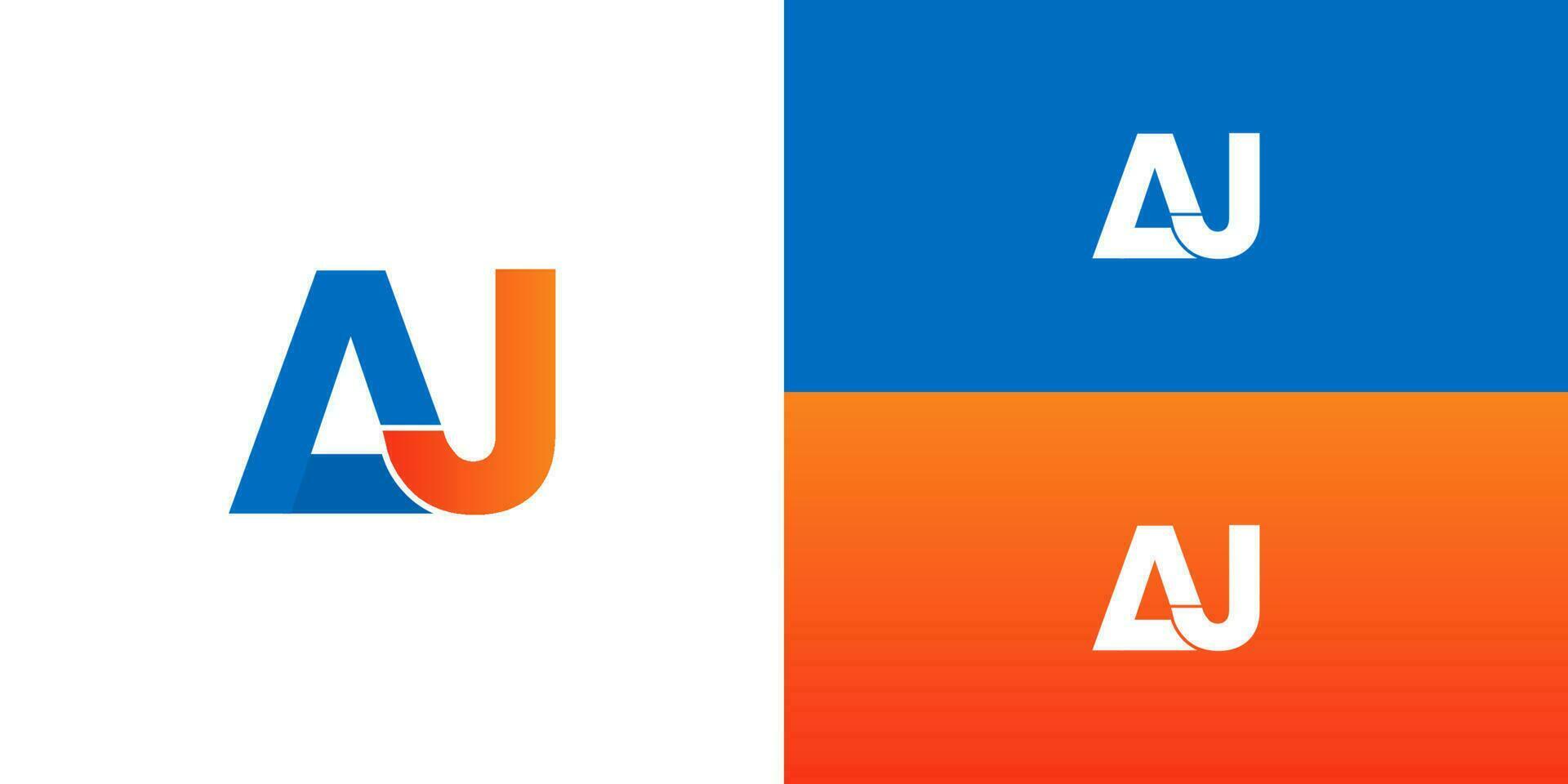 letter AJ logo gradient blue orange vector