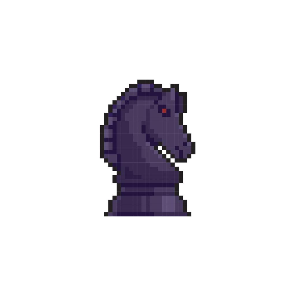 black horse chess piece in pixel art style vector