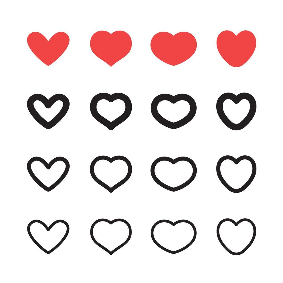 Heart shape linear icons. Love symbols. vector