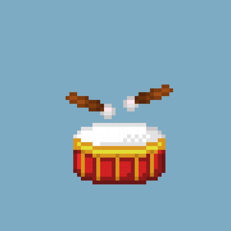 drum instrument in pixel art style vector