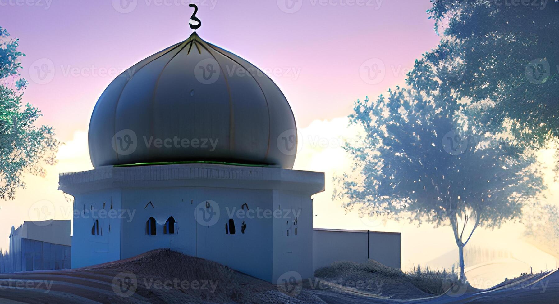 ai generado islámico Orando mezquita Arábica, eid Mubarak foto