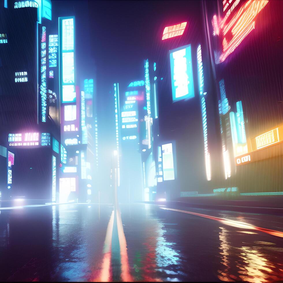 tokyo city night cyber punk background neon photo