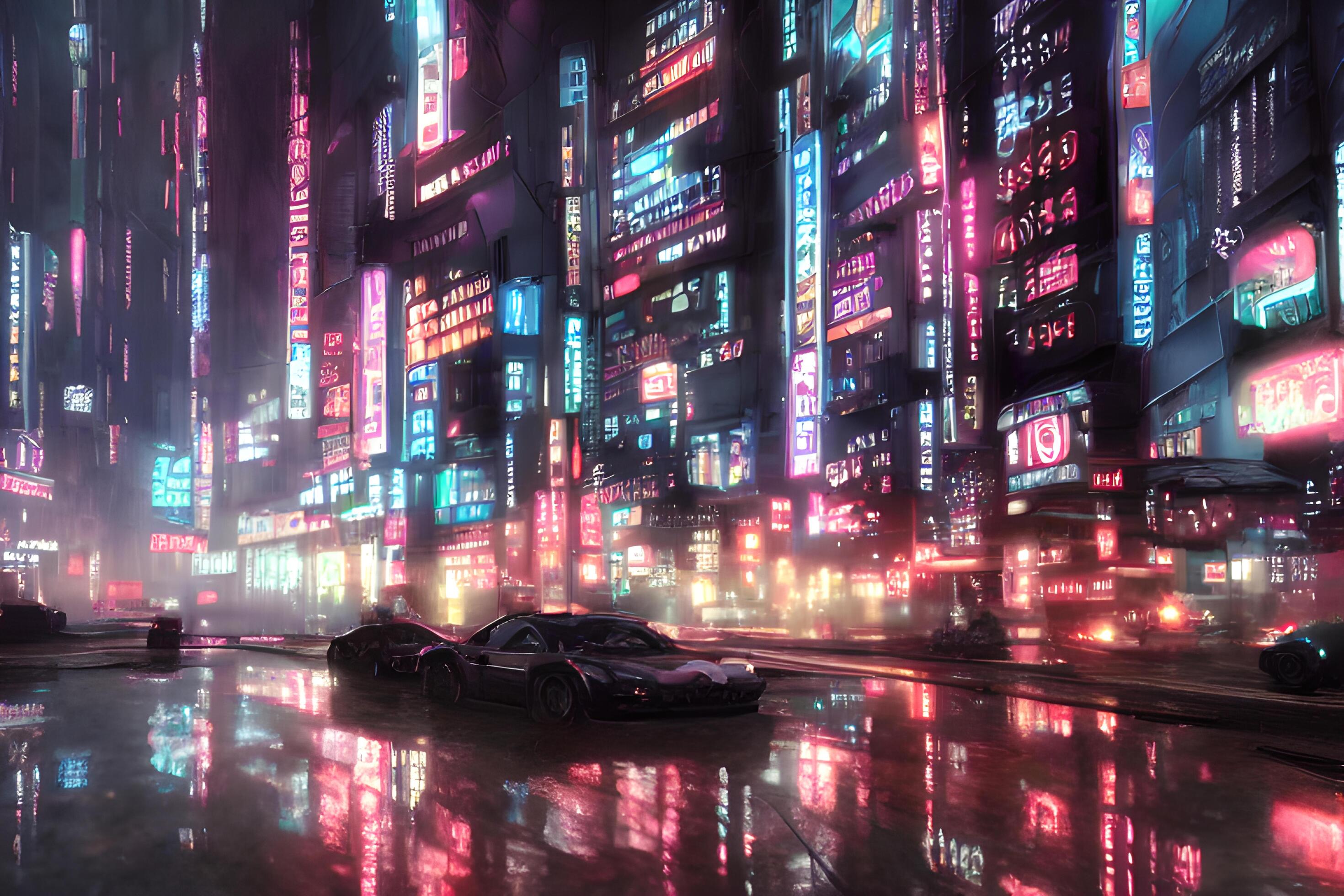AI generated tokyo city night cyber punk background neon 22469606 Stock