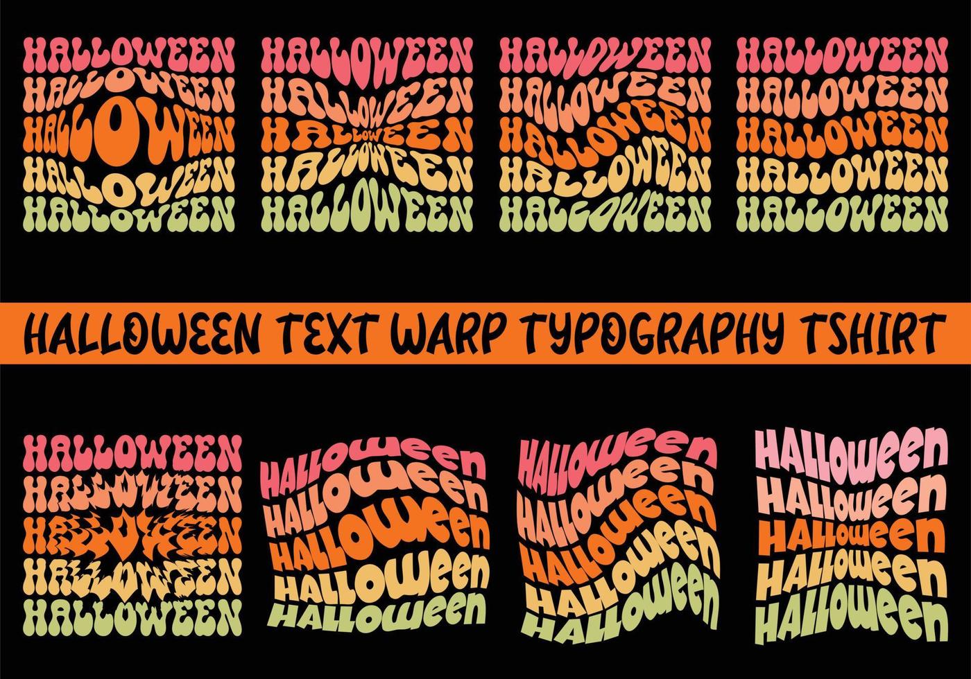 Word warp halloween t-shirt design bundle vector