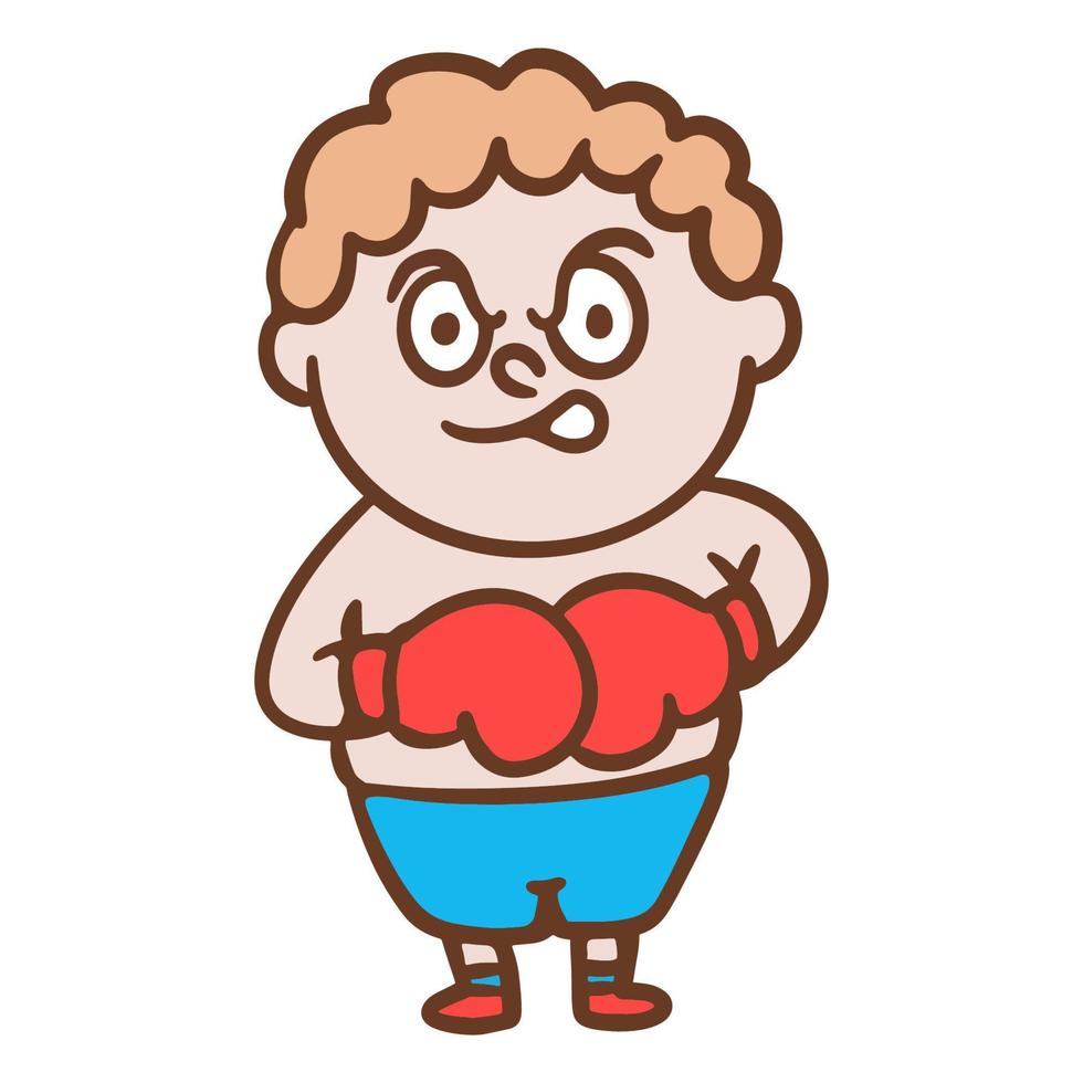 Hand drawn funny boxer cartoon illustration isolated on white vector