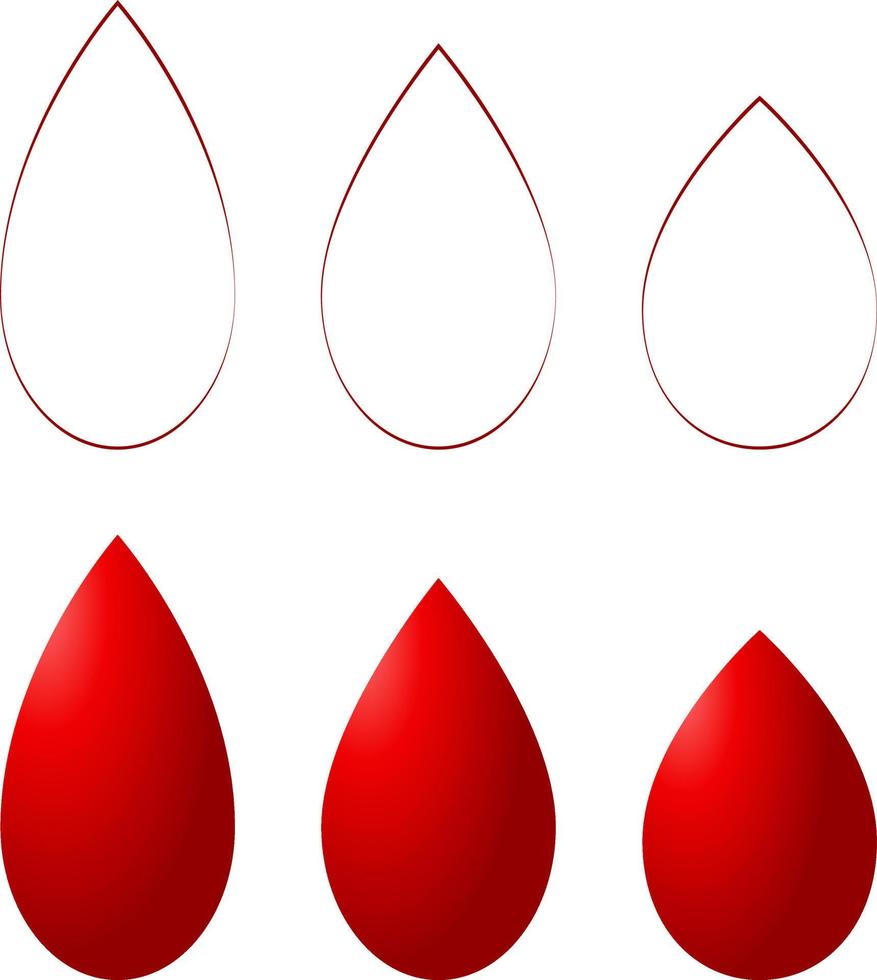 Set of different shaped red blood drops vector