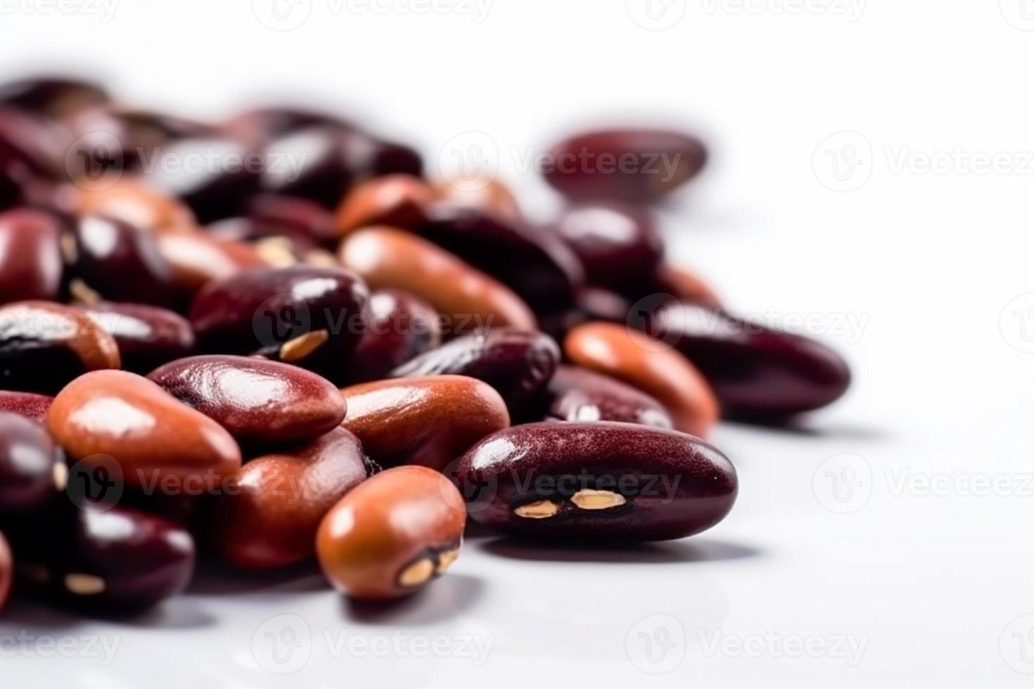 Close up beans on white background with copy space. Healthy vegan vegetarian food concept photo