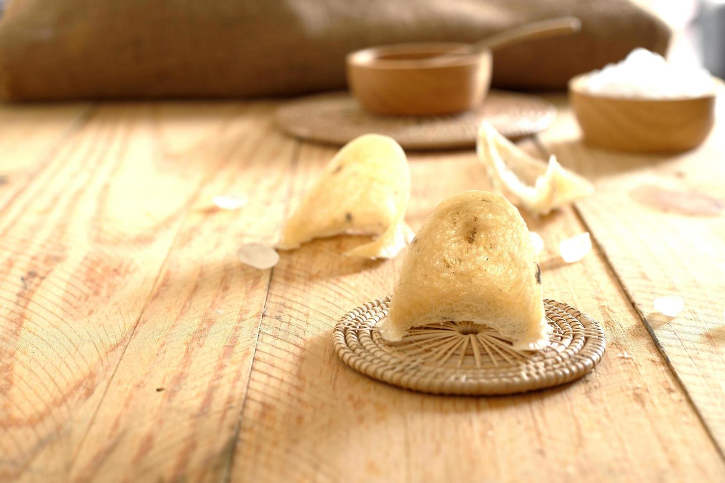 Editble bird nest - swiftlet nest from feeding house like cave for luxury food photo