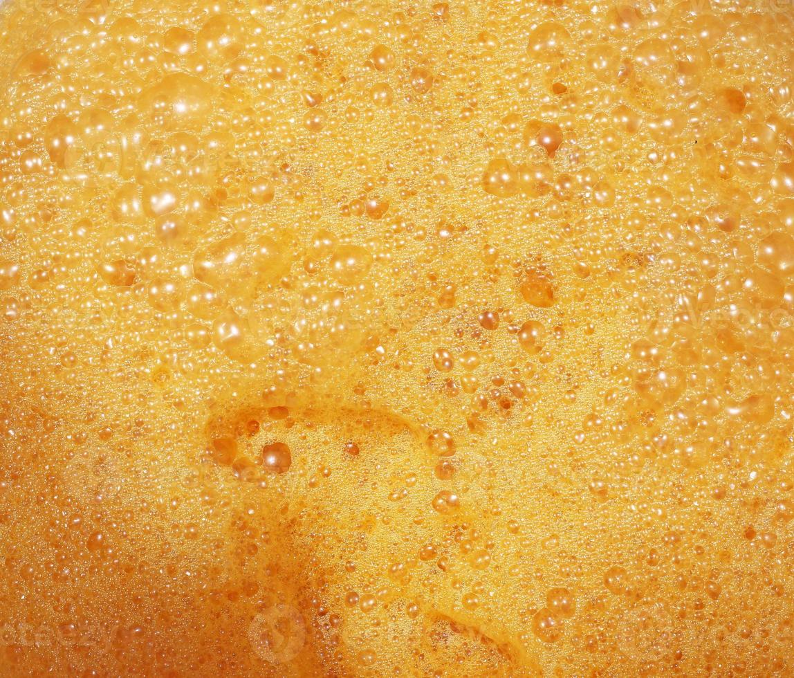 Top view of Thai milk tea with many  orange color bubble - hot or cold drink with many caffeine photo