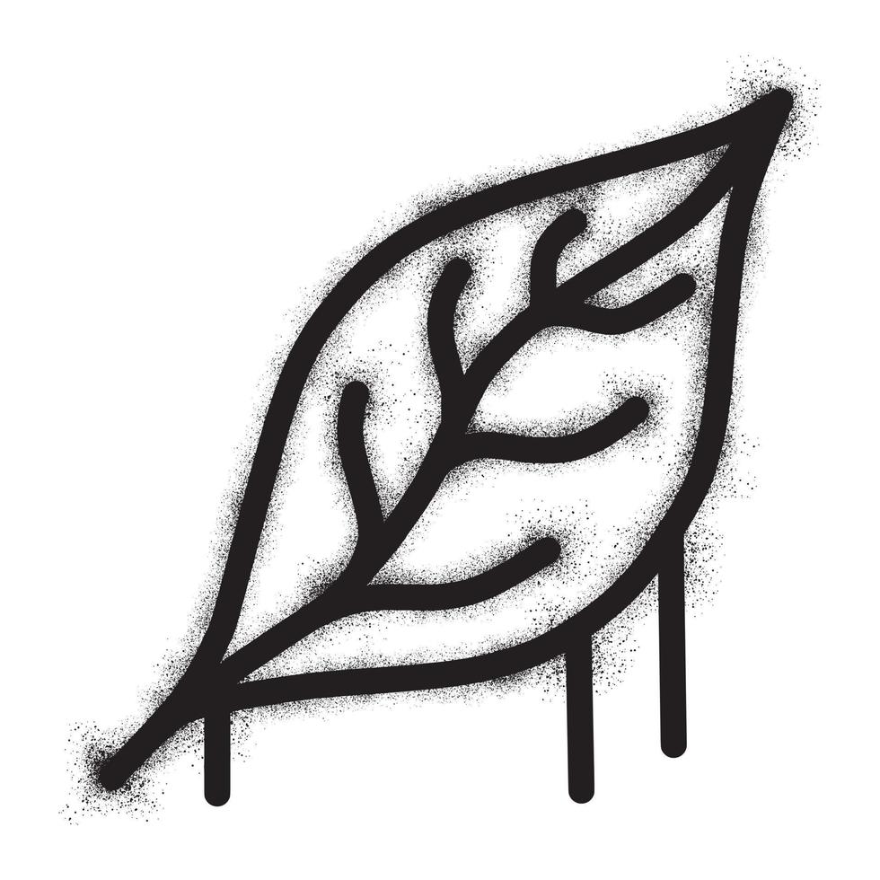 Leaf icon with black spray paint vector