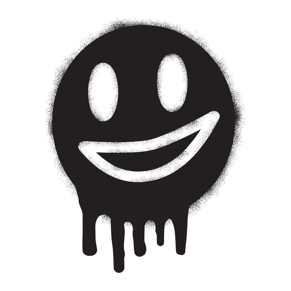 Smiling face emoticon stencil graffiti vector