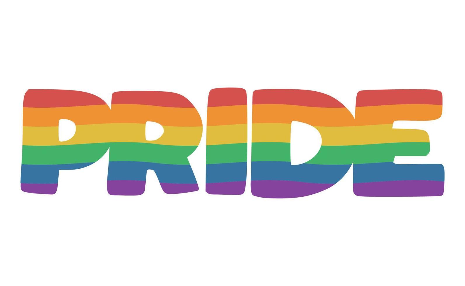 Pride lettering with rainbow flag. Pride month icon. vector