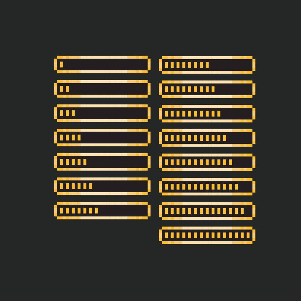 golden health bar in pixel art style vector