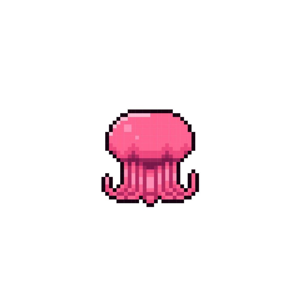 jellyfish in pixel art style vector
