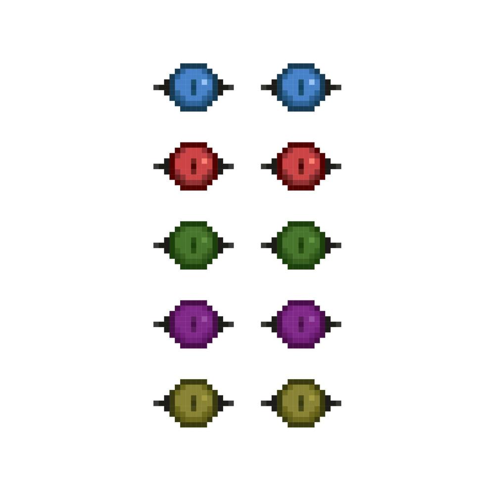 devil eye collection set with different color in pixel art style vector