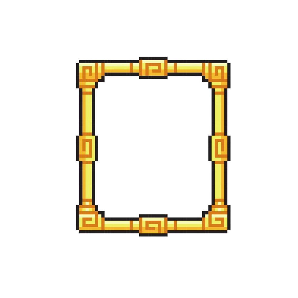 golden frame in pixel art style vector